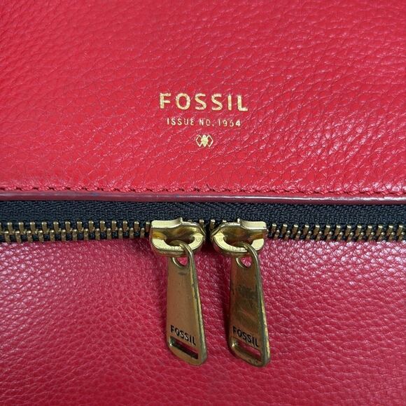 FOSSIL Preston Red Leather Expandable Crossbody Shoulder Bag - Picture 11 of 15